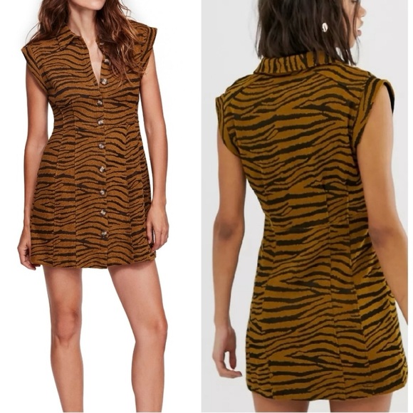 Free People Us and Them mini tiger print dress - Picture 2 of 6